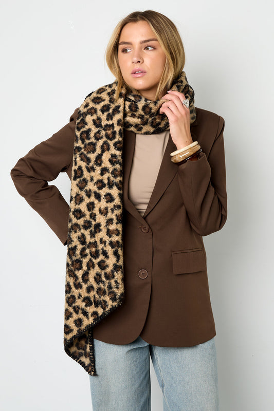 Stylish Khaki and Camel Leopard Print Winter Scarf for Women