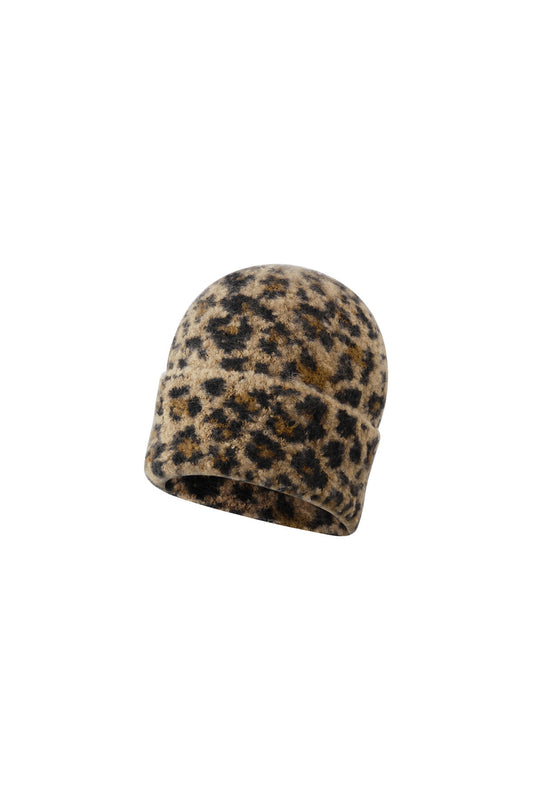 Stylish Khaki & Camel Leopard Print Hat for Women