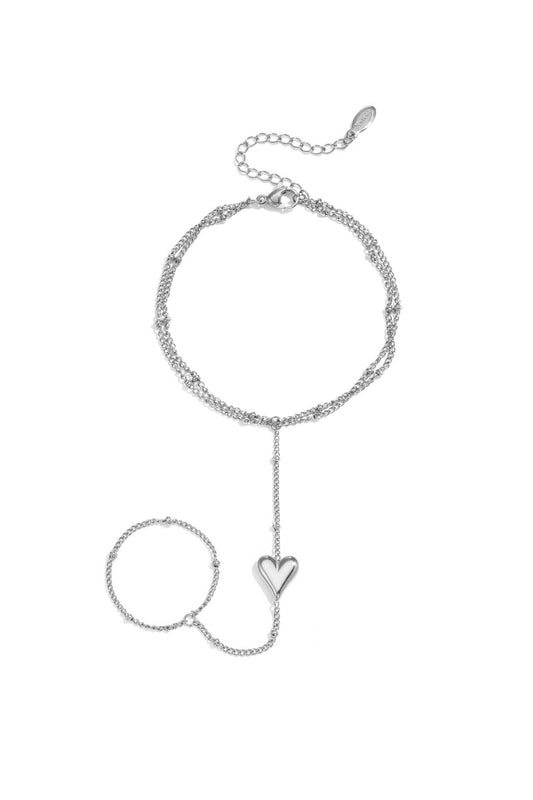 Elegant 14K Gold Plated Heart Hand Chain