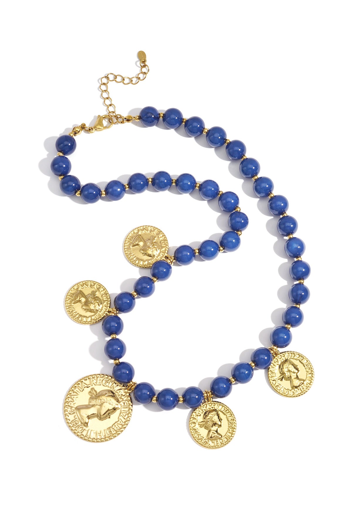 Elegant Retro Beaded Necklace in Navy Blue and Crimson