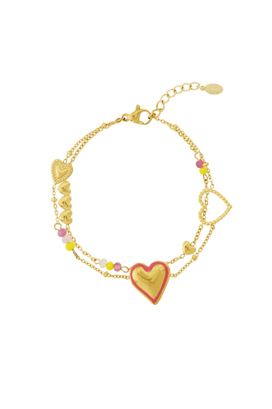 Elegant 14K Gold Plated Heart Charm Bracelet