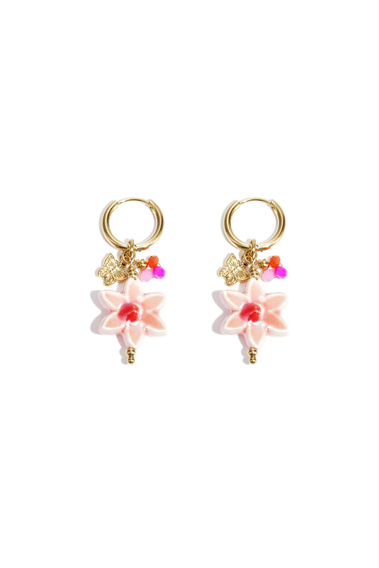 Elegant Pink 14K Gold Plated Drop Earrings