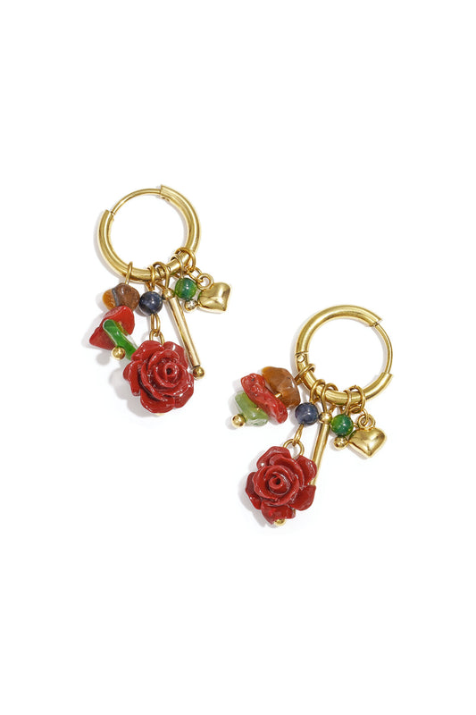 Elegant Red & Coffee Brown Drop Earrings for Winter
