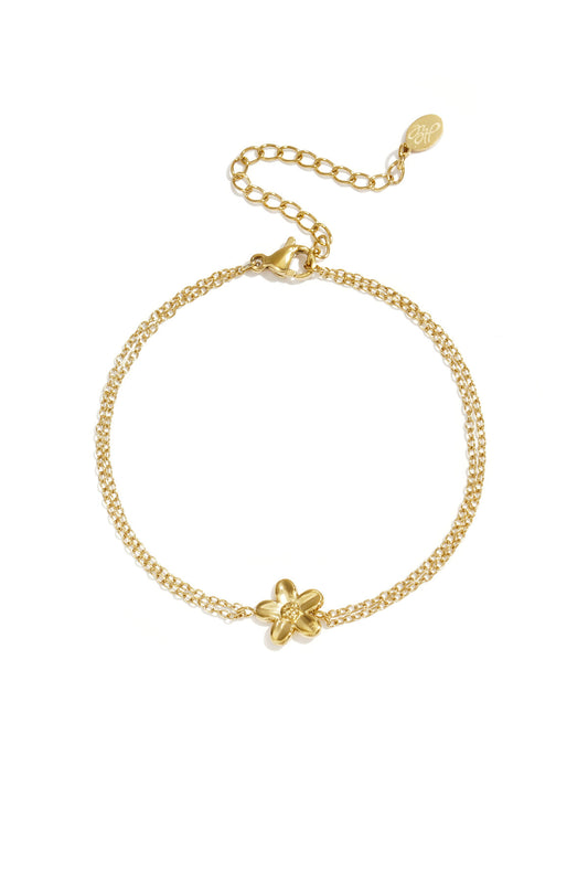 Stylish Stainless Steel Flower Charm Bracelet