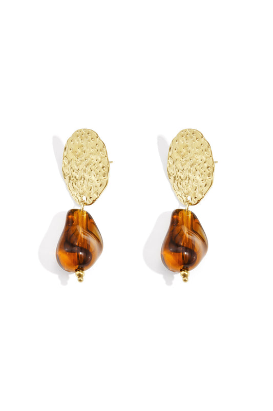 Elegant Crimson & Dark Brown Drop Earrings for Winter