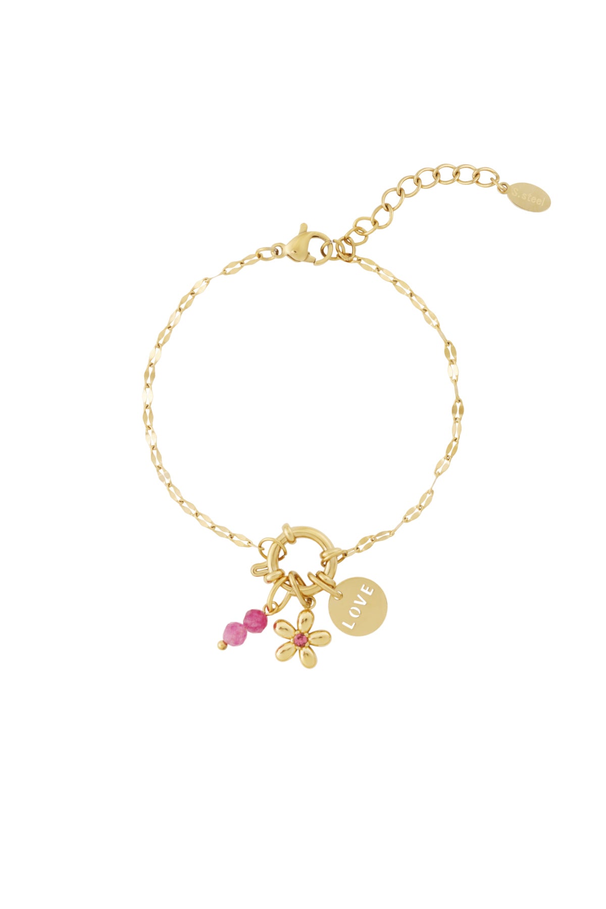 Elegant 14K Gold Plated Flower Charm Bracelet for Women