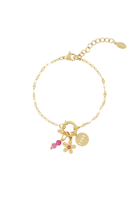 Elegant 14K Gold Plated Flower Charm Bracelet for Women