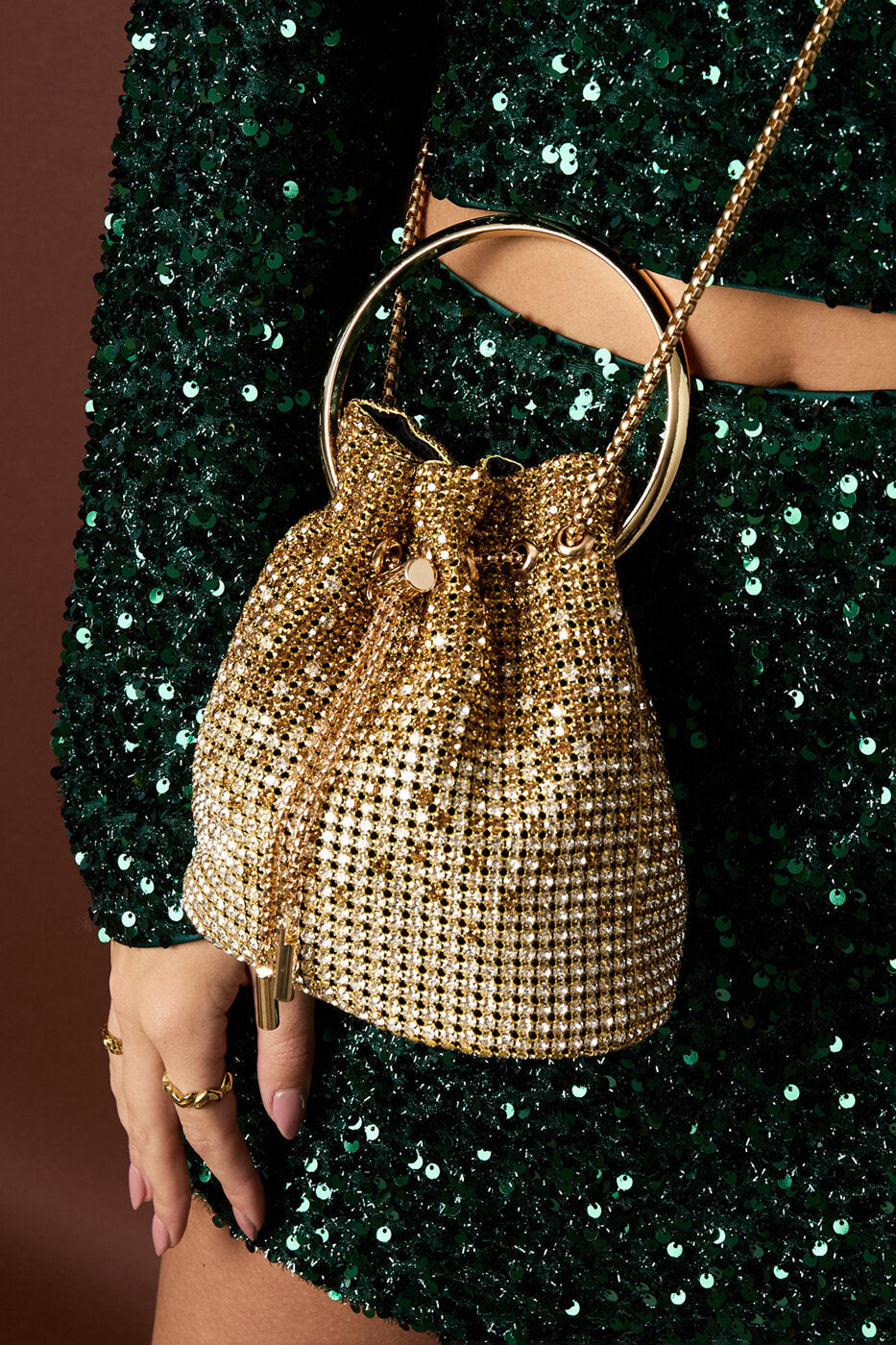Elegant Champagne Handbag for Women - Luxurious Party Accessory