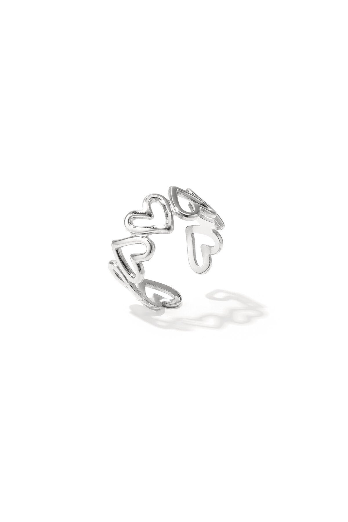 Elegant Adjustable Heart Ring - Silver & Gold