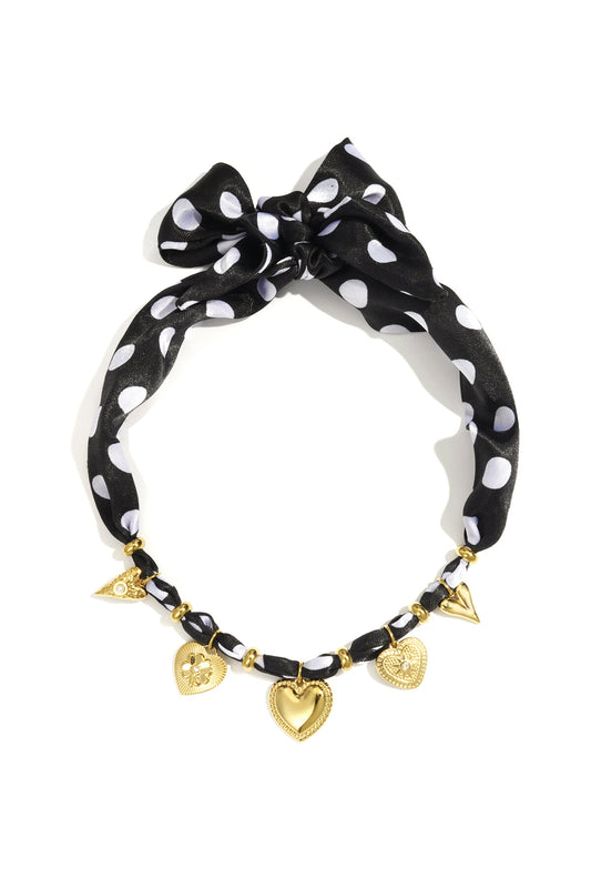 Elegant Black Braided Necklace with Heart Detail