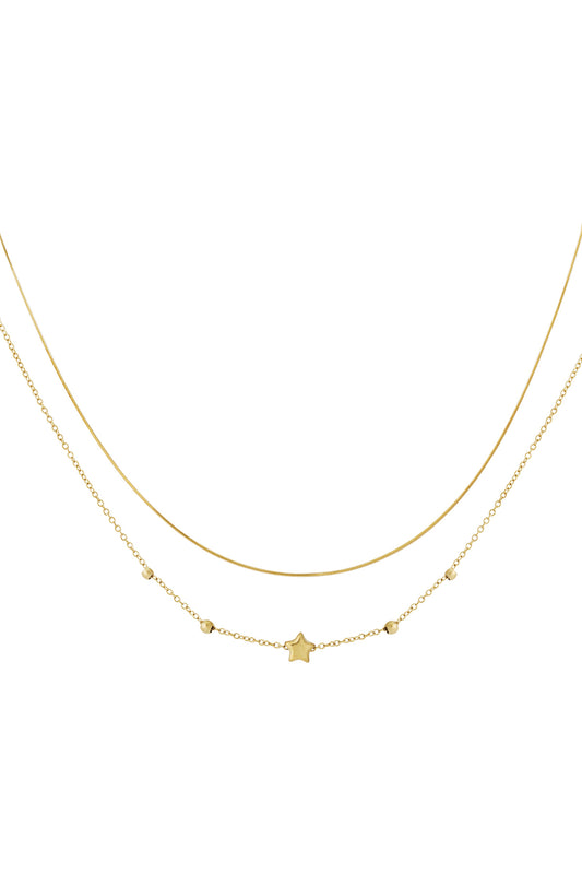Elegant Star Layered Necklace in Silver & Gold
