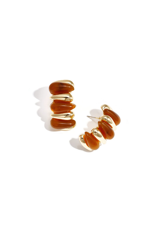 Chic Brown Acrylic Stud Earrings for Fall