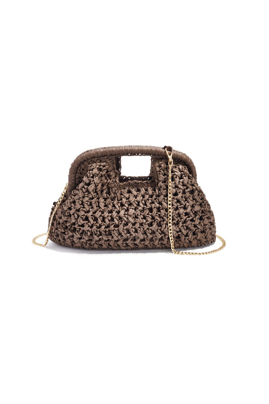Stylish Woven Beach Bag for Women - Black & Dark Brown