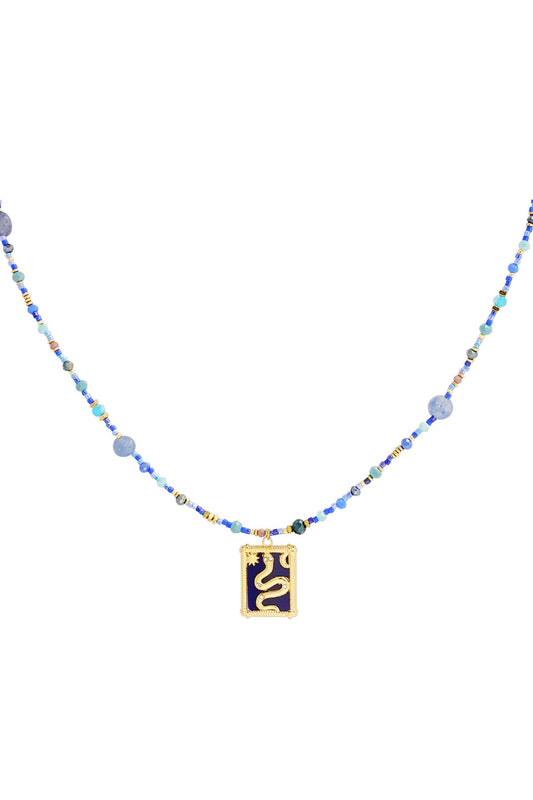 Chic Blue Beaded Necklace for Women - Spring/Summer Statement