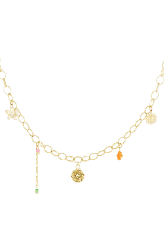 Elegant Gold Color Flower Pendant Necklace for Daily Wear