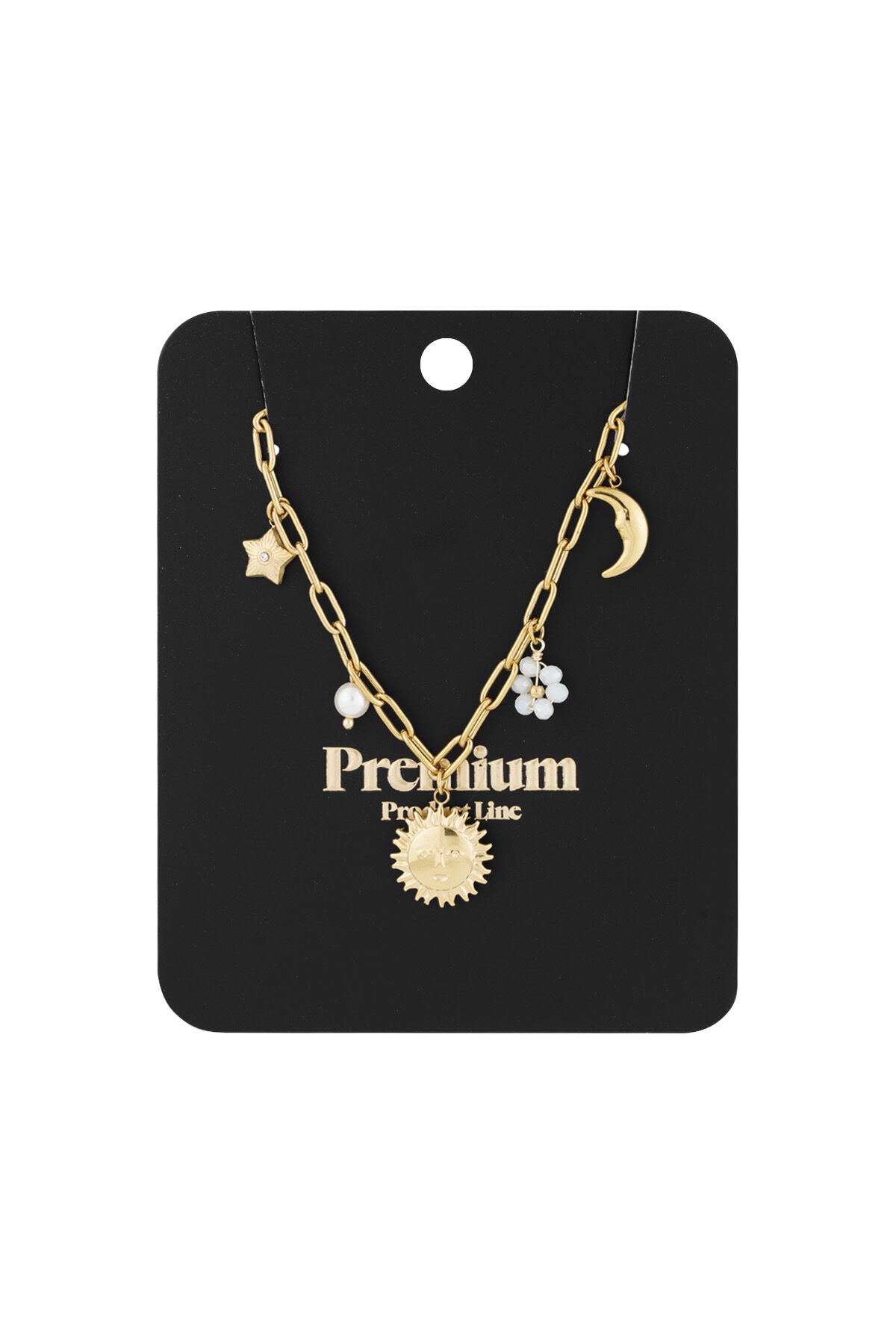 Elegant Sun Star Moon Pendant Necklace - Casual Chic