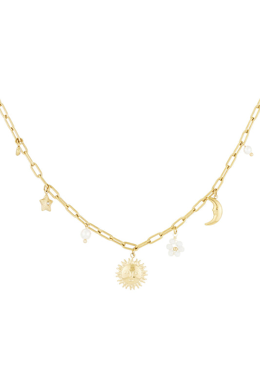 Elegant Sun Star Moon Pendant Necklace - Casual Chic
