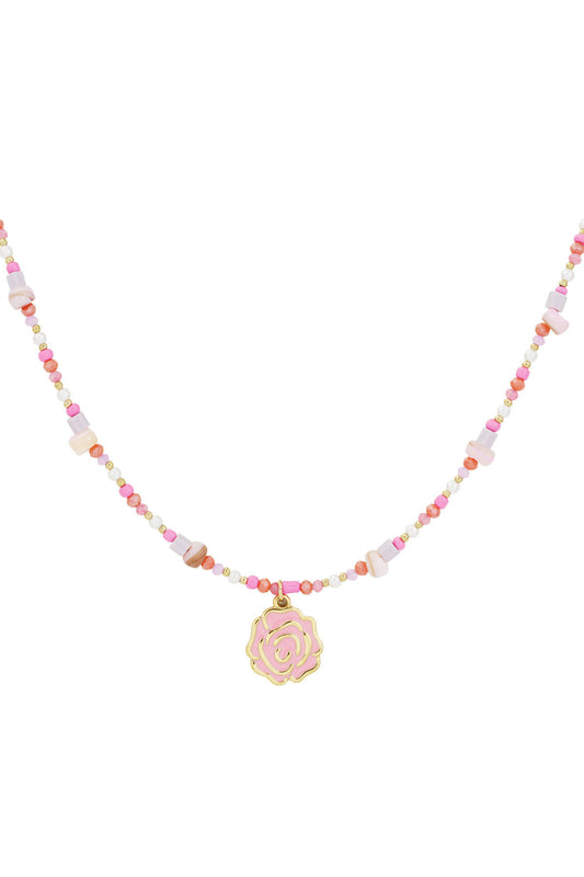 Elegant Pink Beaded Necklace for Spring/Summer