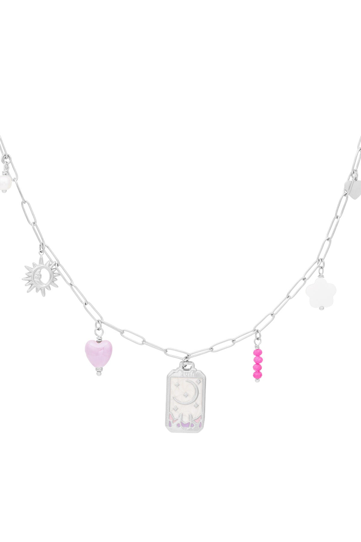 Elegant Flower Heart Pendant Necklace, Spring/Summer Must-Have