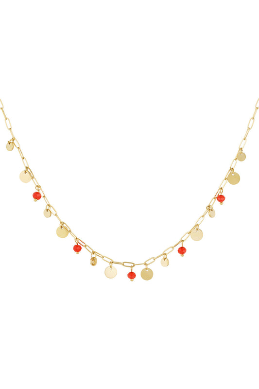 Stylish Stainless Steel Red & Blue Pendant Necklace