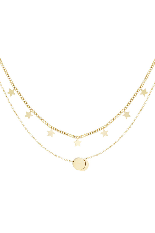 Elegant Star Layered Necklace in Silver & Gold