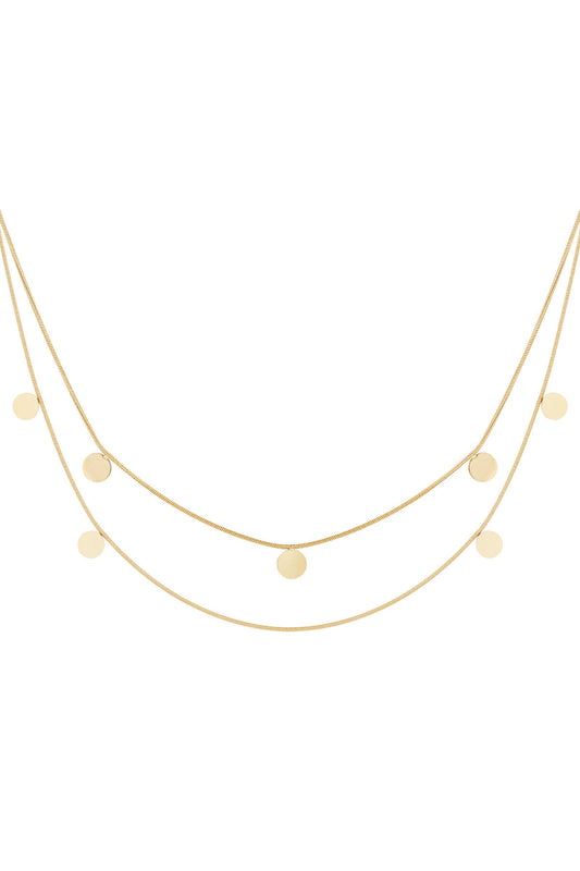 Elegant Multi-Layered Necklace in Silver & Gold