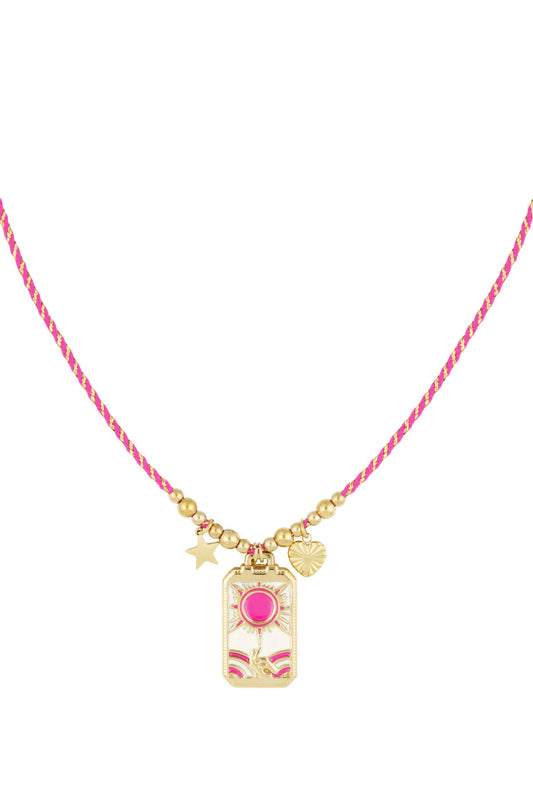 Chic Pink & Red Braided Necklace for Spring/Summer