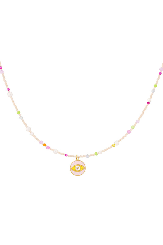 Stylish Pink Multi Beaded Necklace for Everyday Wear
