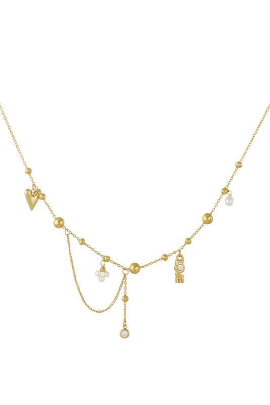 Elegant Irregular Shaped Pendant Necklace - Silver & Gold