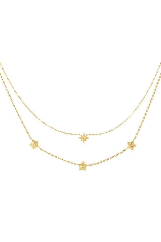 Elegant Star Multi-Layered Necklace for Women - Silver & Gold