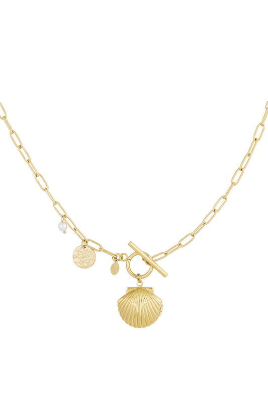 Elegant Oceanic Style Long Necklace in Silver and Gold