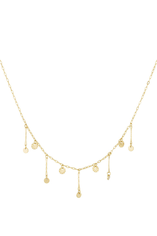 Elegant Irregular Shaped Pendant Necklace - Silver & Gold