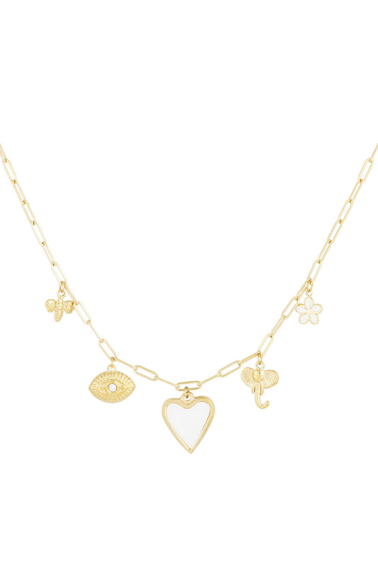 Elegant Heart Pendant Necklace in Silver & Gold