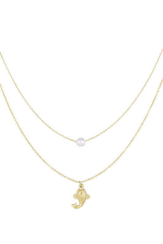 Elegant Multi-Layered Short Necklace in Silver & Gold