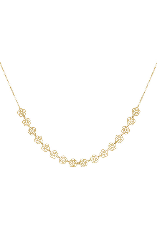 Elegant Flower Chain Necklace for Women - 14K Gold Plated