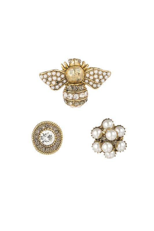 Elegant Multicolour Brooch in White Gold Alloy
