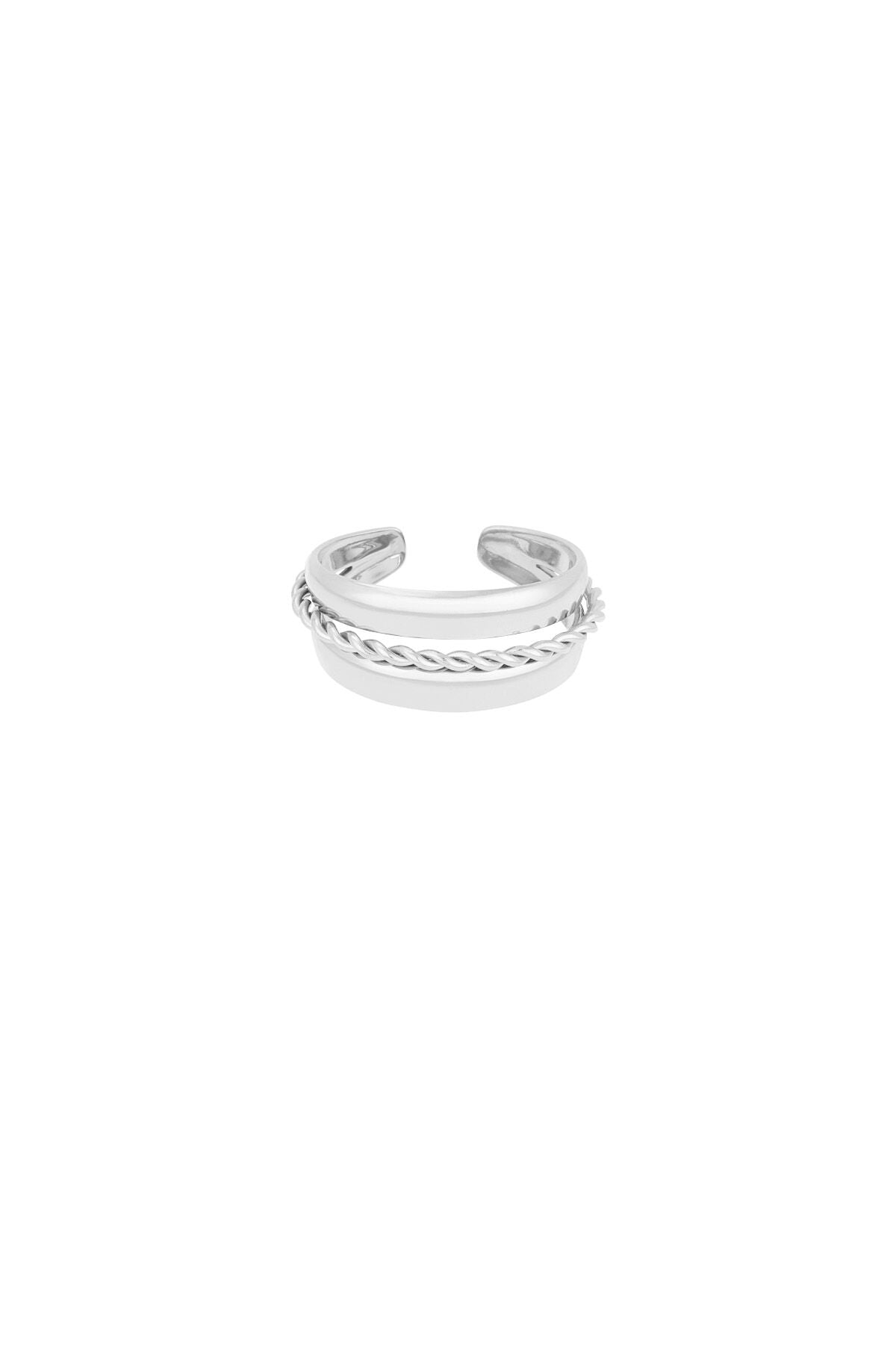 Elegant Statement Ring in Silver & Gold Tones