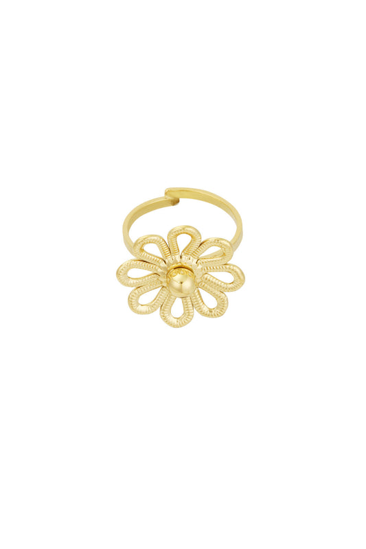Elegant All-Fit Flower Statement Ring in Silver & Gold