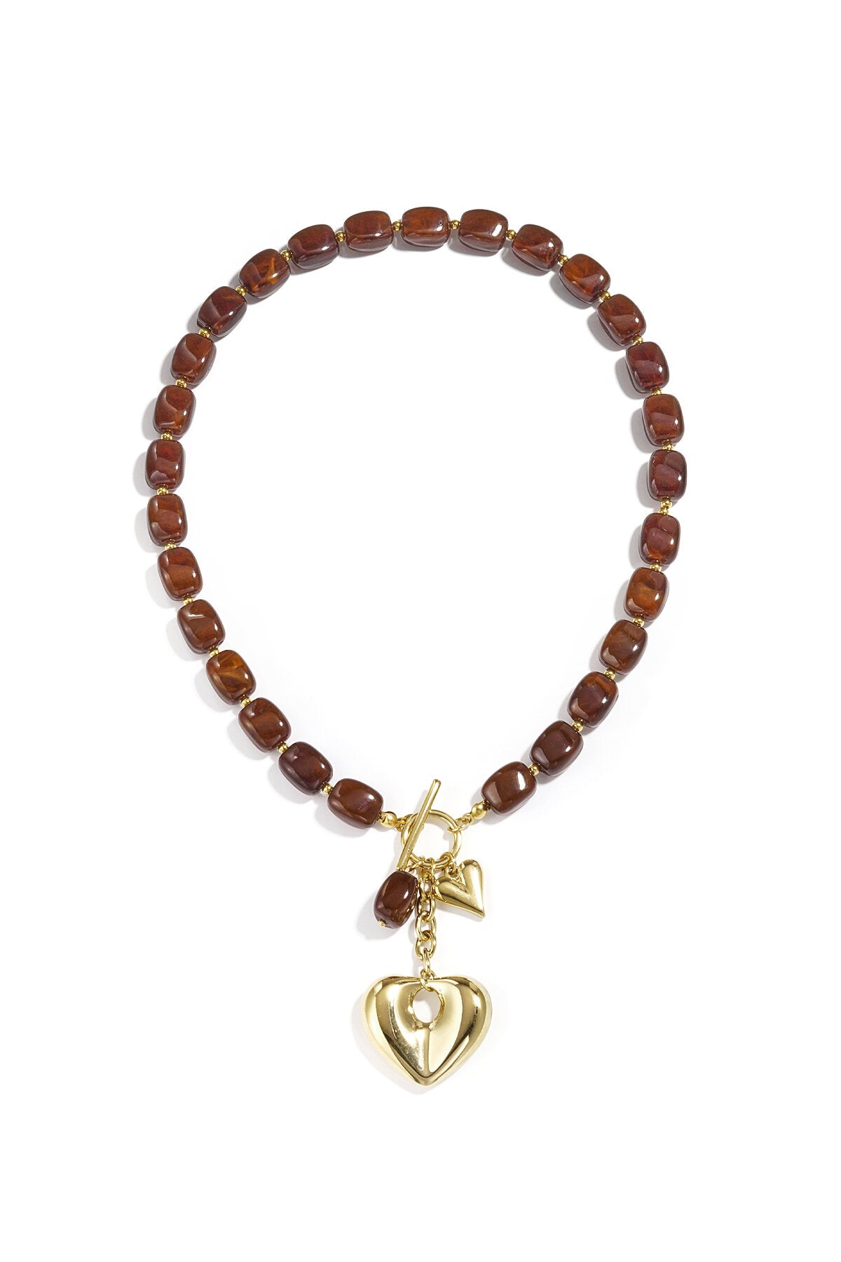 Chic Acrylic Beaded Necklace for Women - Heart Design