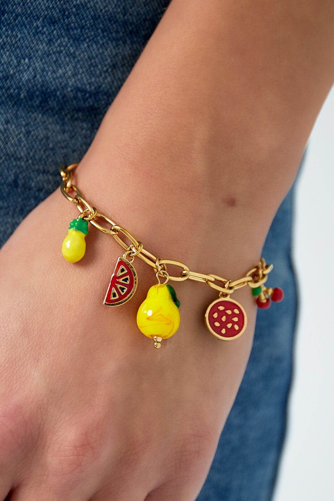 Charming 14K Gold Plated Fruit Charm Bracelet