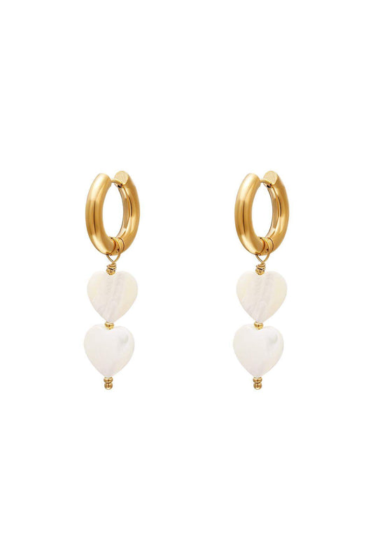 Elegant Silver & White Gold Shell Beads Earrings