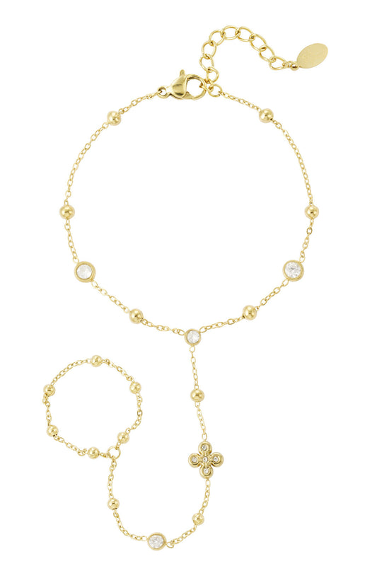 Elegant Hand Chain Bracelet in Silver & Gold