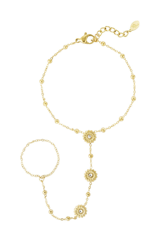 Elegant Hand Chain Bracelet in Silver & Gold