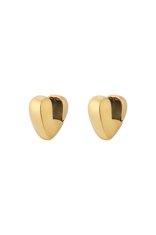 Elegant 14K Gold Plated Heart Hoop Earrings