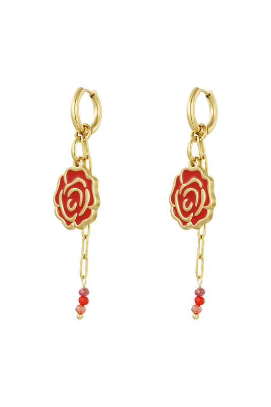 Elegant Pink & Red Statement Drop Earrings