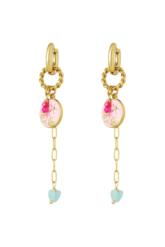 Elegant Pink Drop Earrings in 304S Steel