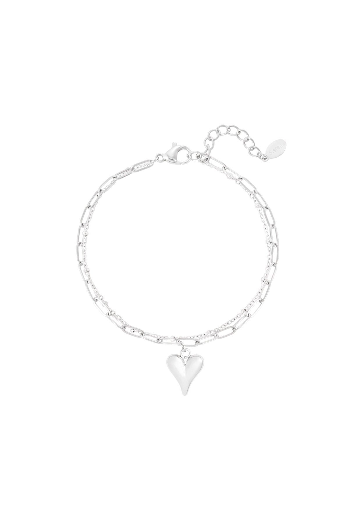 Chic Heart Charm Bracelet in Silver and Gold