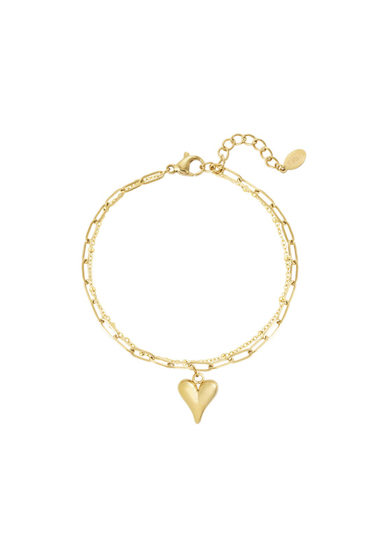 Chic Heart Charm Bracelet in Silver and Gold