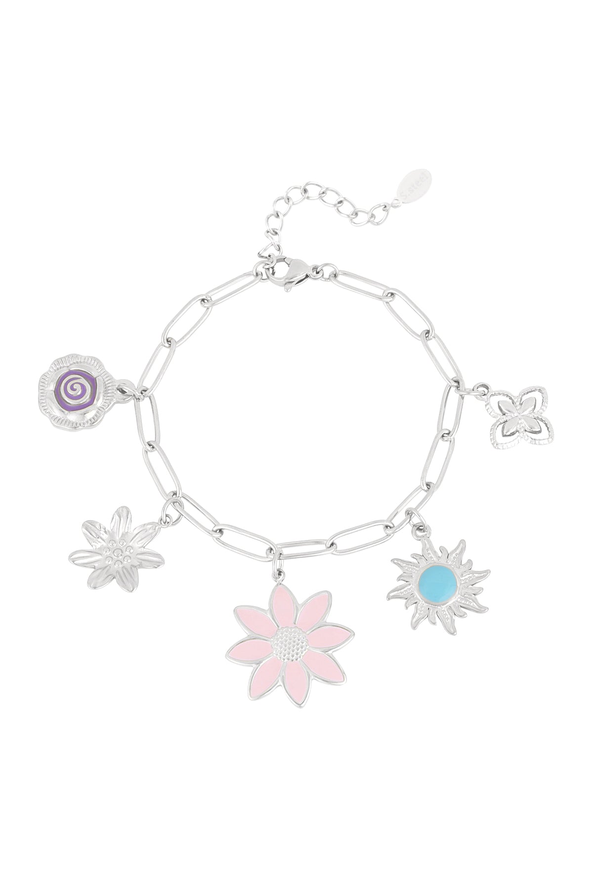 Elegant Statement Charm Bracelet in Silver & Gold