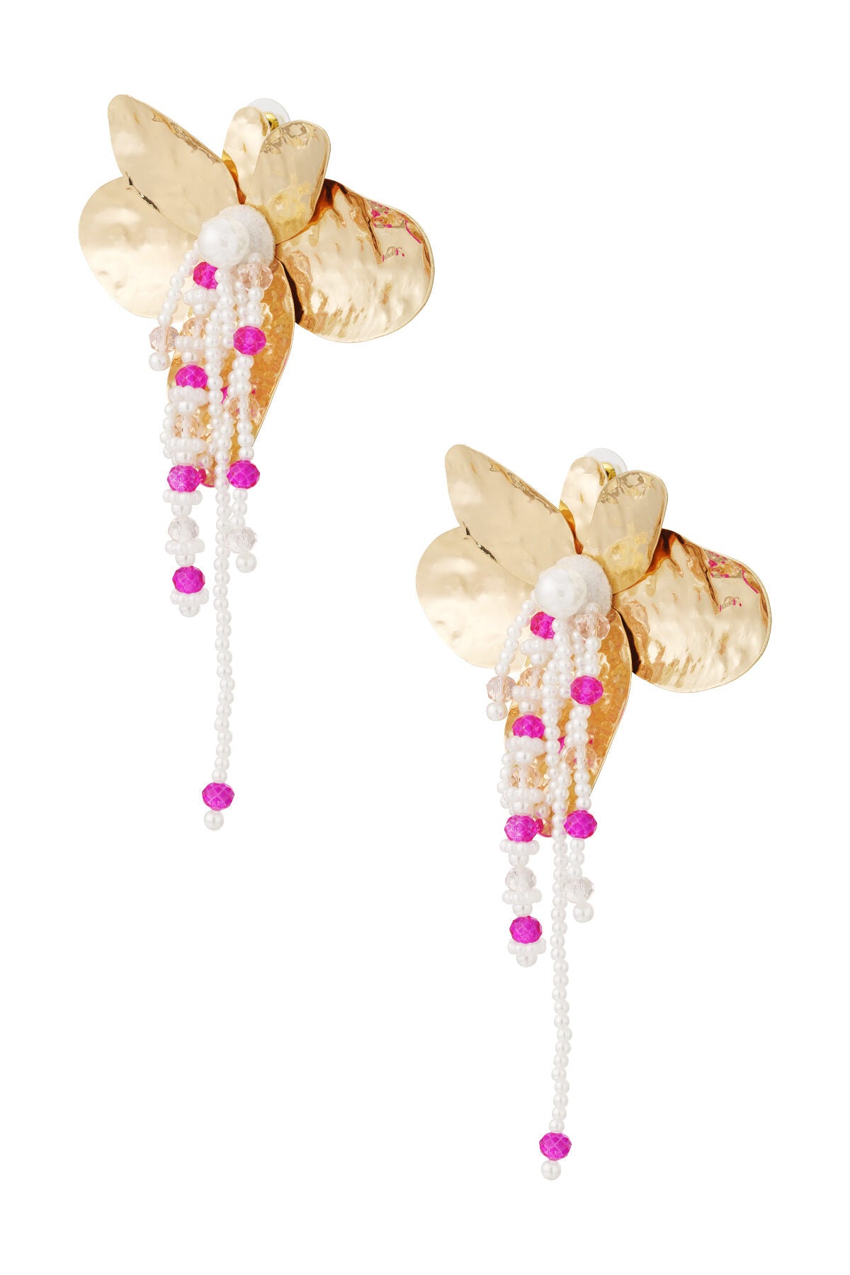 Charming Fuchsia Flower Dangle Earrings for Spring